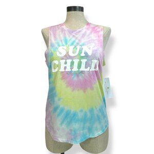 SPIRITUAL GANGSTER Sun Child Tank Top Sz M Rainbow Handmade Tie Dye Top Kidcore